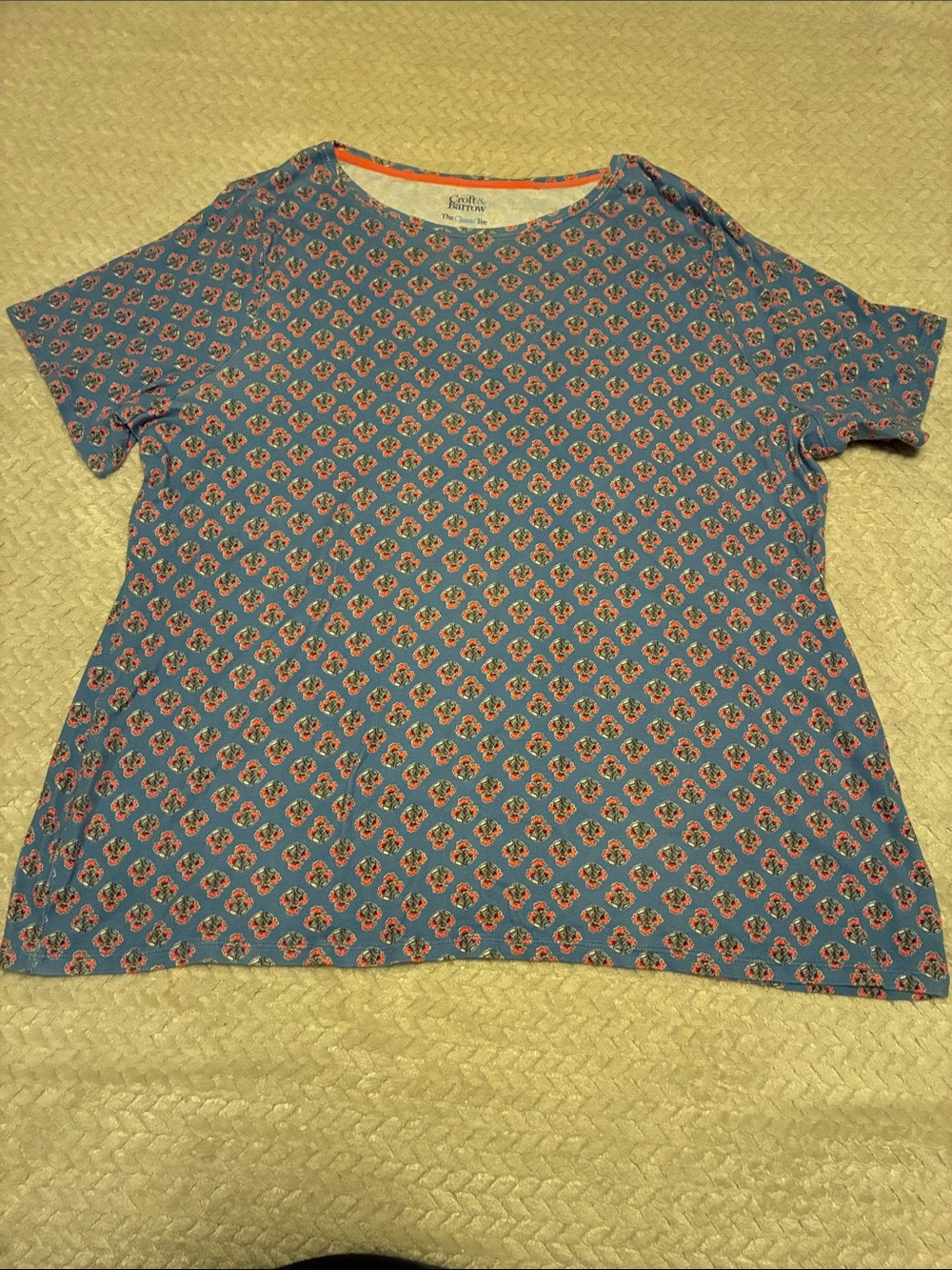 croft & barrow Blue Short-Sleeve Tee with Pink Floral Print